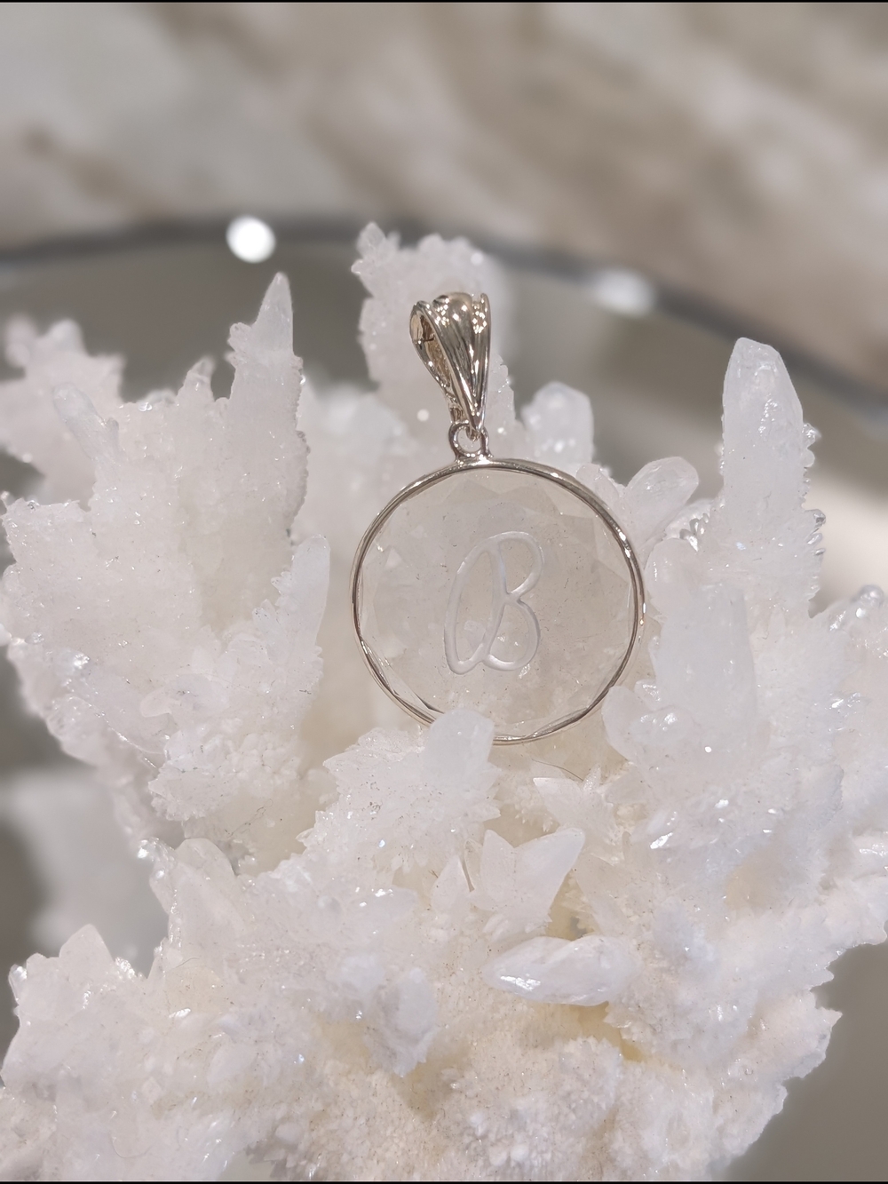 Sterling Silver Engraved B Pendant And Pin